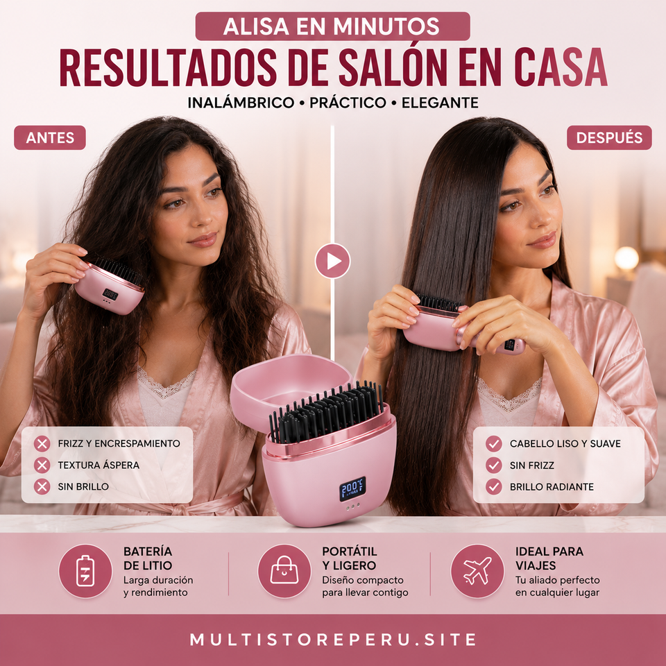 Cepillo Alisador Portátil - Olvídate del frizz en segundos